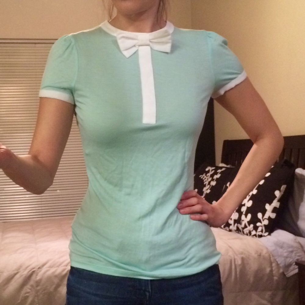 Ted Baker Mint & White Bow Top